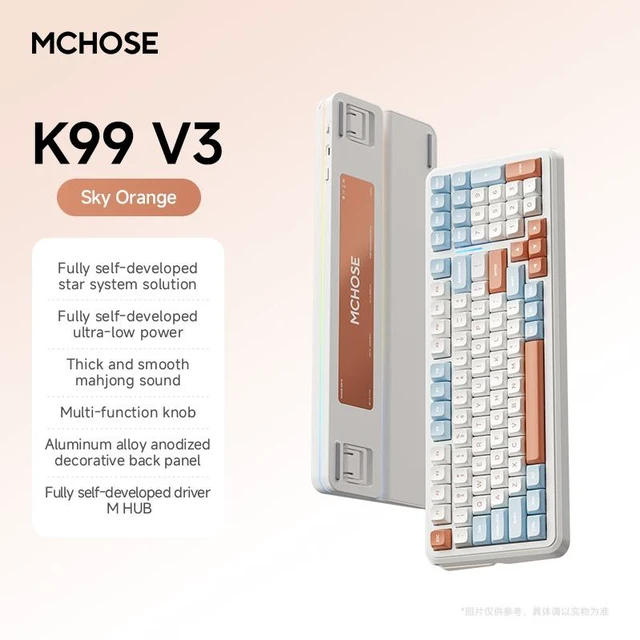 Alt view image 2 of 7 - MCHOSE K99V3 99% Mechanical Gaming Keyboard Wired Rapid Trigger Hall Effect Keyboard Magnetic Switch Hyper-Fast 8000Hz Adjustable Actuation, Hot Swap, RGB PC MAC Laptop(Sky Orange/ICA)