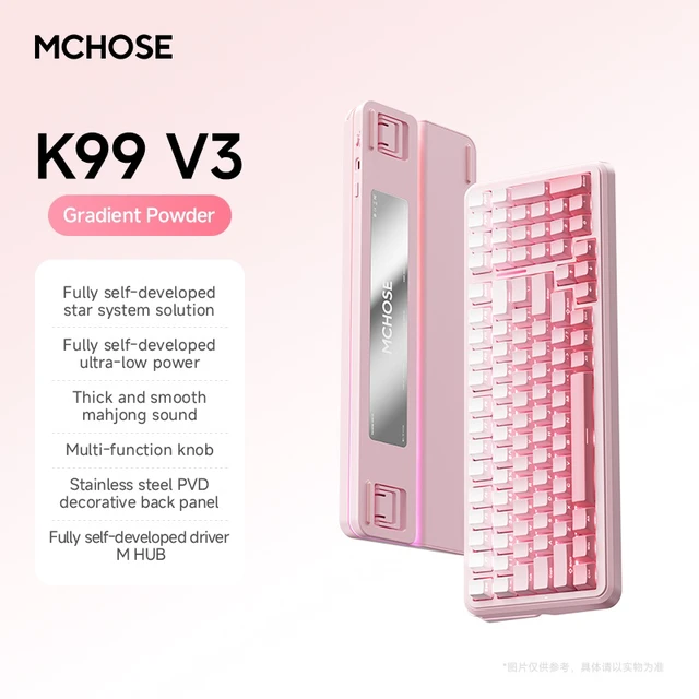 Alt view image 2 of 7 - MCHOSE K99V3 99% Mechanical Gaming Keyboard Wired Rapid Trigger Hall Effect Keyboard Magnetic Switch Hyper-Fast 8000Hz Adjustable Actuation, Hot Swap, RGB PC MAC Laptop(Gradient Pink/ICA)