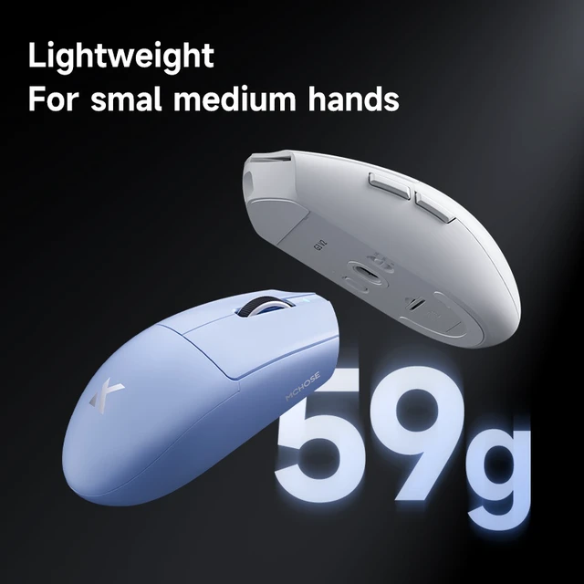 Alt view image 4 of 6 - MCHOSE Wireless A5V3 Gaming Mouse, Ultra-Fast Performance, Ultra Lightweight (59g), Customizable Click Haptics, USB-C charging, for PC/Mac/Laptop(Blue)