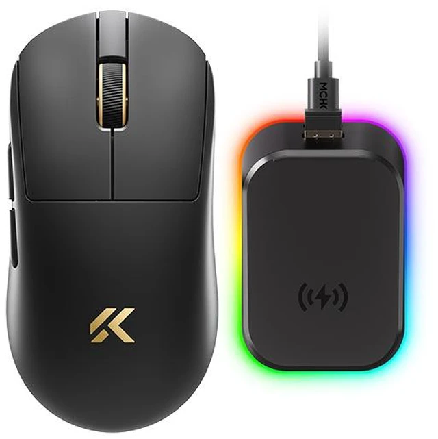 Main image of MCHOSE Wireless A7V3 Ultra Gaming Mouse, Ultra-Fast Performance, Ultra Lightweight (59g), Customizable Click Haptics, USB-C charging, for PC/Mac/Laptop Black Gold