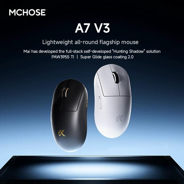 Alt view image 3 of 7 - MCHOSE Wireless A7V3 Ultra Gaming Mouse, Ultra-Fast Performance, Ultra Lightweight (59g), Customizable Click Haptics, USB-C charging, for PC/Mac/Laptop Black Gold