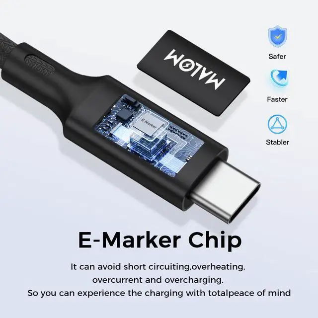 Alt view image 6 of 7 - MALOM USB C to C 4.0, 40Gbps for Thunderbolt 4 Cable, 240W Fast Charging, 8K@60Hz, 4K@144Hz, USB C Display Cable, USB4 for iPhone 16/15 Series, MacBook Air, Samsung