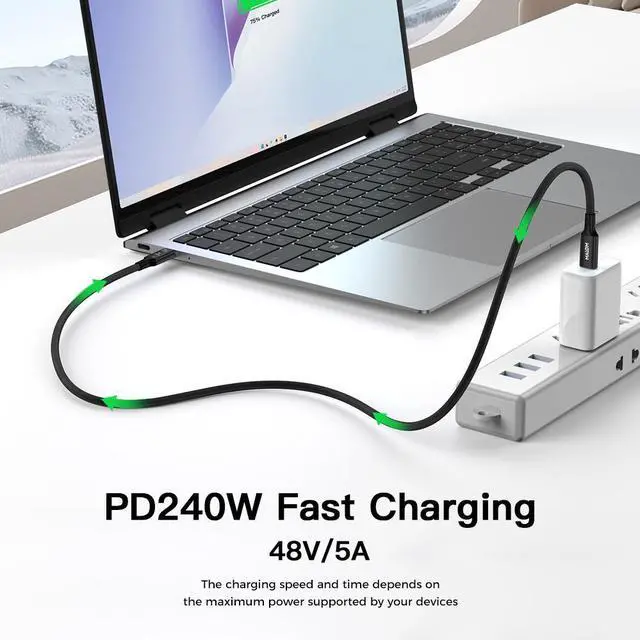 Alt view image 2 of 7 - MALOM USB C to C 4.0, 40Gbps for Thunderbolt 4 Cable, 240W Fast Charging, 8K@60Hz, 4K@144Hz, USB C Display Cable, USB4 for iPhone 16/15 Series, MacBook Air, Samsung