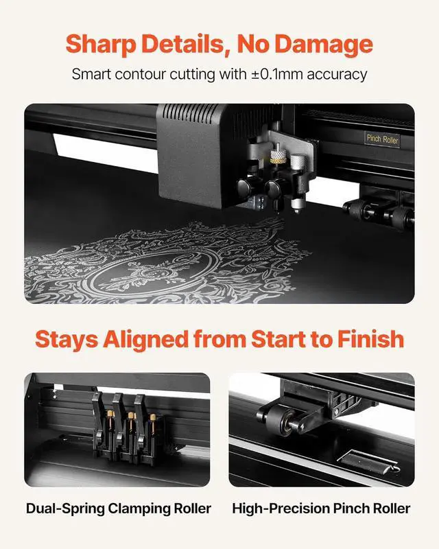 Alt view image 6 of 7 - VEVOR Vinyl Cutter Machine, 28 inch Max Feed Width, Dual Blades, Adjustable Force and Speed, LED Display, Vinyl Plotter Cutter Printer Bundle with Sticker Sheets, Transfer Film, Signmaster Software