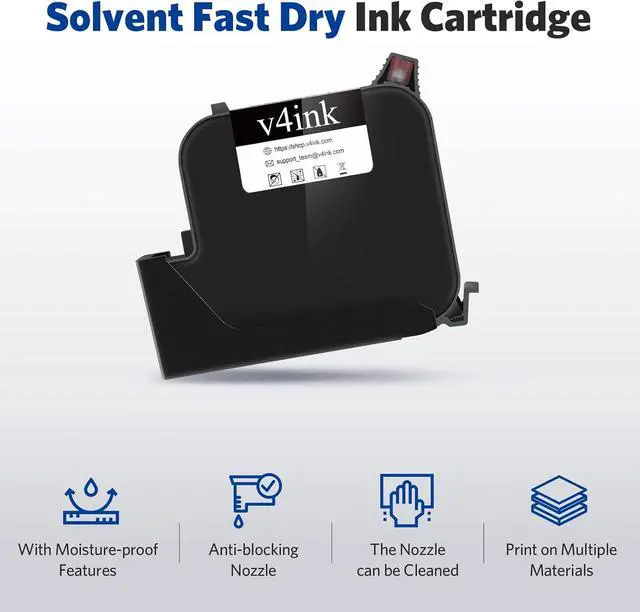 Alt view image 5 of 7 - v4ink 1 Inch EB22B EB22BL Black Solvent Ink Cartridge Fast Fry Ink