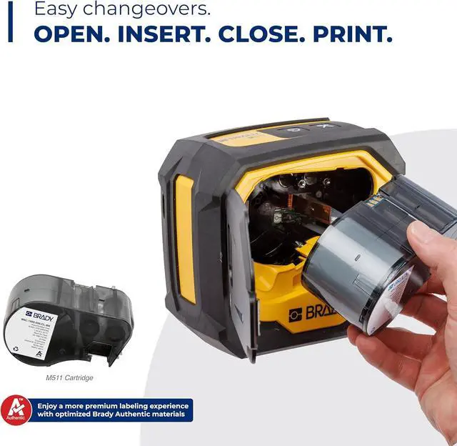 Alt view image 4 of 6 - Brady M511 Portable Wireless Industrial Label Printer, Bluetooth Compatible, Comes with a Hard Case, Power Brick, 3 Label Cartridges, Magnet, Utility Hook and Brady Workstation Product/Wire Suite