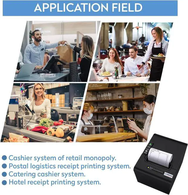 Alt view image 4 of 7 - RIBAO Thermal 80mm POS Printer Receipt Printer Connect Cash Registers Cash Drawer, BC-55 BC-40 BCS-160 Mixed Bill Money Counter RS232 Cashbox InterfaceWindows/Mac/Linux