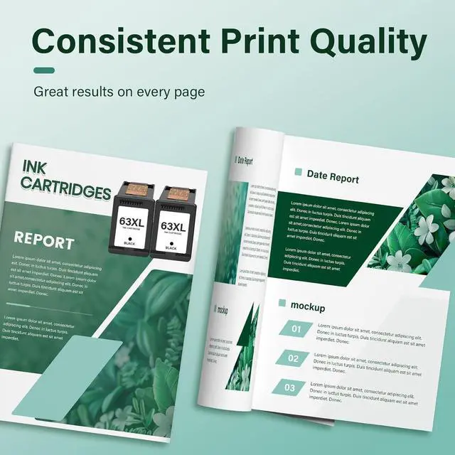 Alt view image 5 of 7 - 63 63XL Black Ink Cartridge Remanufactured Replacement for HP Ink 63 XL for HP Envy 4520 Officejet 3830 4650 5255 5258 5200 4655 4512 Deskjet 1112 3630 Printer 2-Pack