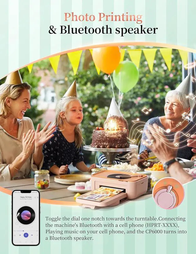 Alt view image 2 of 6 - HPRT Photo Printer 4x6,+20 Sheets&1Ribbon Pink, Audio Function Wi-Fi Wireless Photo Printers, Portable Instant Picture Printer for iPhone, Android, Thermal Dye-Sublimation, AR Video Printing