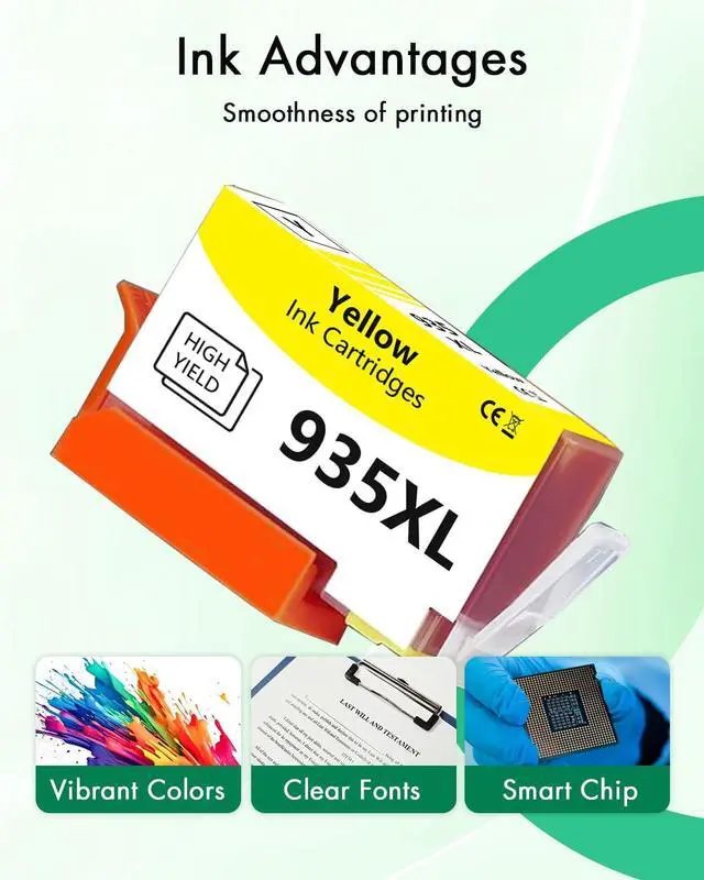 Alt view image 4 of 6 - 934XL 935XL Black/Color Ink Cartridges Combo Pack (4-Pack, Black/Cyan/Magenta/Yellow) Replacement for HP 934XL 935XL Work with OfficeJet Pro 6830 6835 6836 6230 6220 6812 Printer