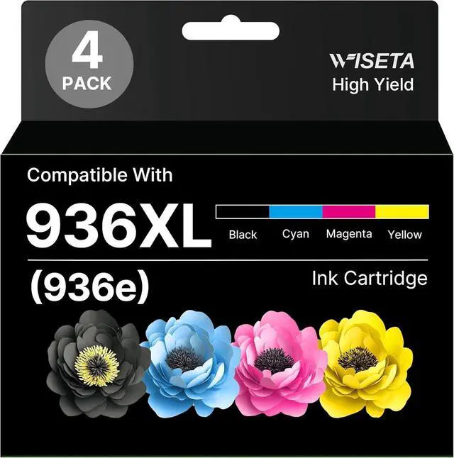 Main image of 936XL Ink Cartridges Combo Pack High Page Yield (4-Pack) Compatible for HP 936 936e Ink Cartridge Work for OfficeJet Pro 9125e 9120e 9135e 9110b 9130b 9128e 9130b 9122e 9730e, BK/C/M/Y, with Chip