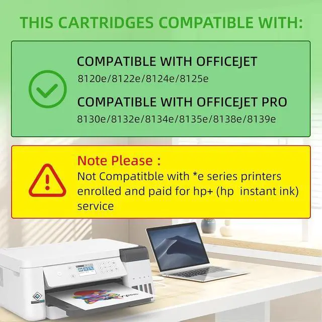 Alt view image 2 of 7 - 923XL 923e Ink Cartridges Combo Pack Compatible for HP 923XL 923e Ink Cartridges for OfficeJet Pro 8120 8130 8122 8124 8125 8132 8134 8135 8138 8139 Printers(4 Pack)