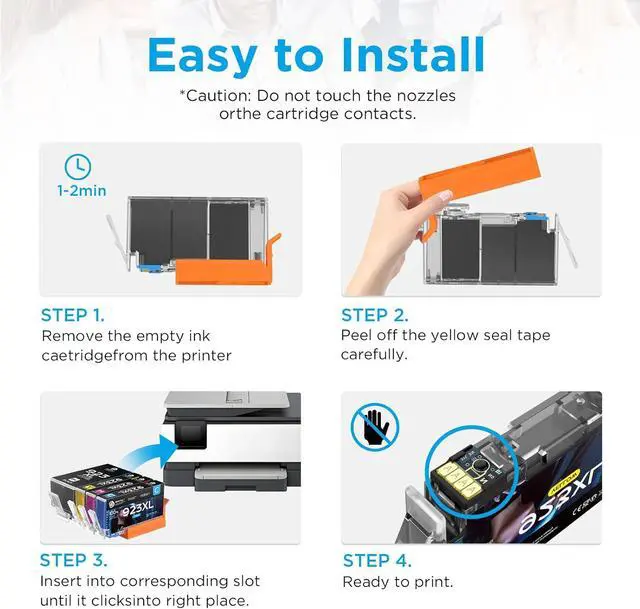 Alt view image 4 of 7 - 923 923XL 923e Ink Cartridges Combo Pack (with Chip) Compatible with HP 923 XL Ink Cartridges Replacement for HP OfficeJet Pro 8120 8123 8130 8133 Printers-4 Pack (BK/C/Y/M)