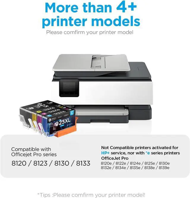 Alt view image 2 of 7 - 923 923XL 923e Ink Cartridges Combo Pack (with Chip) Compatible with HP 923 XL Ink Cartridges Replacement for HP OfficeJet Pro 8120 8123 8130 8133 Printers-4 Pack (BK/C/Y/M)