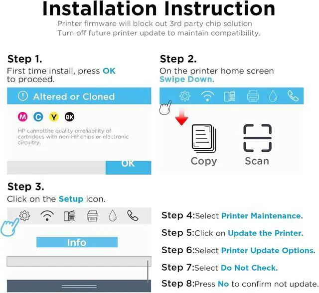 Alt view image 5 of 7 - 923 923XL 923e Ink Cartridges Combo Pack (with Chip) Compatible with HP 923 XL Ink Cartridges Replacement for HP OfficeJet Pro 8120 8123 8130 8133 Printers-4 Pack (BK/C/Y/M)