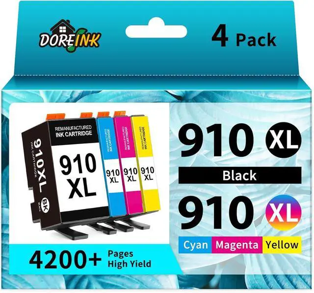 Main image of 910XL Ink Cartridges Replacement for HP 910XL Ink Cartridges Combo Pack for HP 910 Ink Black and Color Cartridges Work for HP OfficeJet Pro 8020 8010 8025 8028 8034 8015 Printers 4 Pack