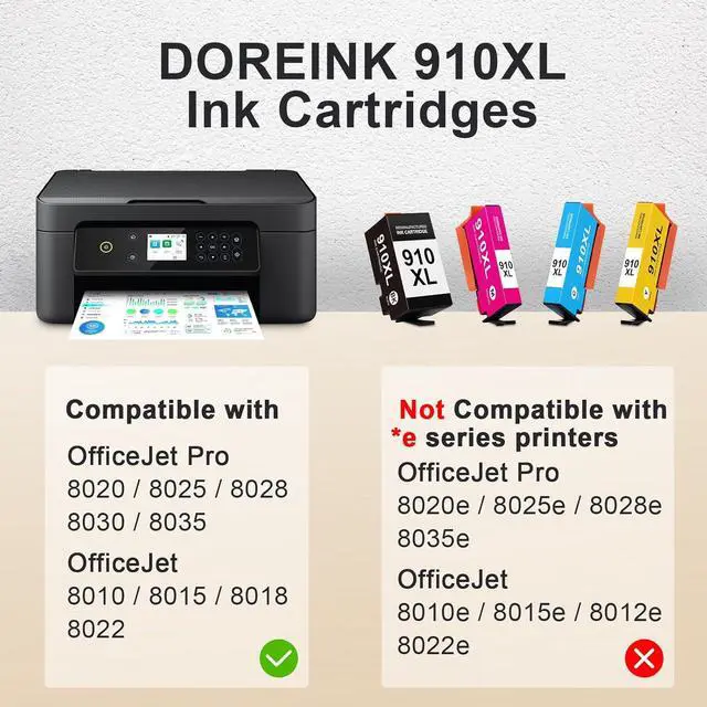 Alt view image 5 of 7 - 910XL Ink Cartridges Replacement for HP 910XL Ink Cartridges Combo Pack for HP 910 Ink Black and Color Cartridges Work for HP OfficeJet Pro 8020 8010 8025 8028 8034 8015 Printers 4 Pack
