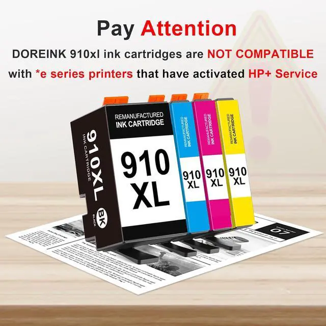 Alt view image 6 of 7 - 910XL Ink Cartridges Replacement for HP 910XL Ink Cartridges Combo Pack for HP 910 Ink Black and Color Cartridges Work for HP OfficeJet Pro 8020 8010 8025 8028 8034 8015 Printers 4 Pack