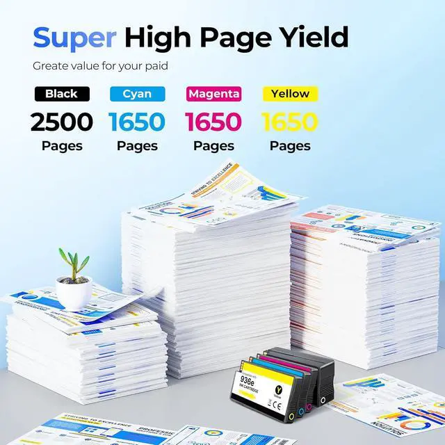 Alt view image 3 of 6 - 936e High Yield 936 Ink Cartridges for HP Printers HP936 936XL Replacement for HP 936 Ink Cartridges Combo Pack Work for HP Officejet Pro 9125e 9120e 9135e 9730e 9130e 9720e 9122e Printers, 4 Pack