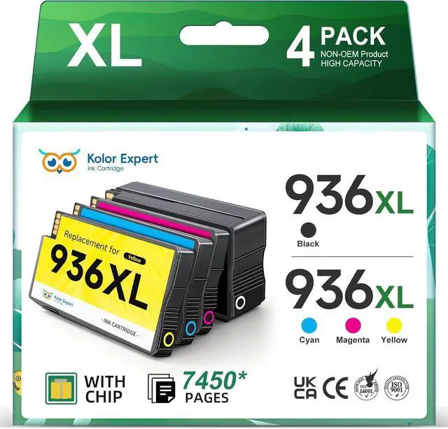 Main image of 936XL 936e 936 Ink Cartridges Combo Pack with Chip Compatible for HP 936 Ink Cartridges Work with Officejet Pro 9125e 9110 9120e 9130e 9720 9730e 9122 9128 Printer (4 Pack)
