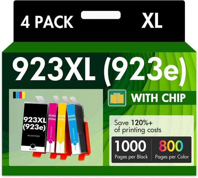 Main image of 923XL 923 8130e Ink Cartridges Combo Pack with Chip: Replacement for HP Ink 923e 923 923XL for HP923 OfficeJet Pro 8130e 8135e 8139e 8138e 8122e 8120 8124e 8125e 8130 8132e 8134e Printer