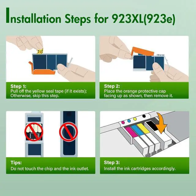 Alt view image 4 of 7 - 923XL 923 8130e Ink Cartridges Combo Pack with Chip: Replacement for HP Ink 923e 923 923XL for HP923 OfficeJet Pro 8130e 8135e 8139e 8138e 8122e 8120 8124e 8125e 8130 8132e 8134e Printer