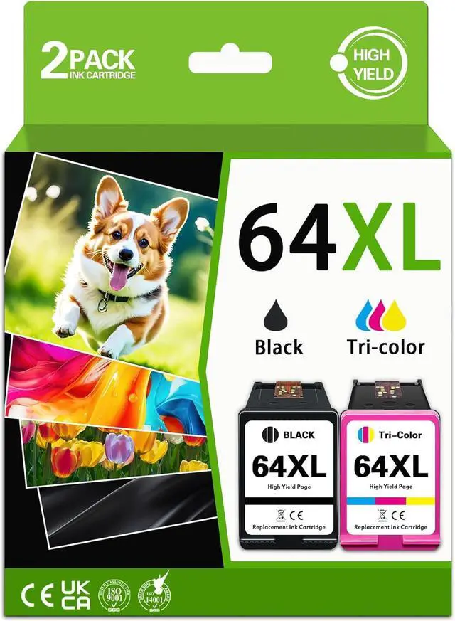Main image of 64XL Ink Cartridges High Yield Black Color Combo Pack Replacement for HP Ink 64 64XL for Envy Inspire 7200e 7255e 7955e Photo 7855 7858 7800 7155 6255 Tango Printer (1 Black,1 Color)