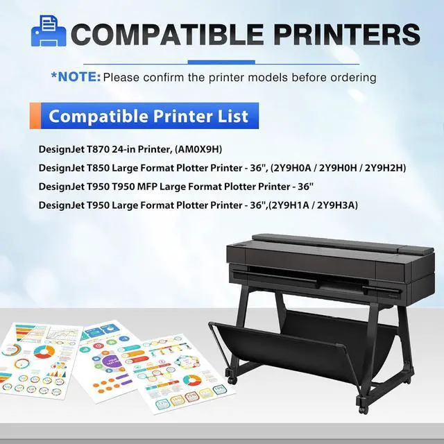 Alt view image 2 of 7 - 738 738XL Ink Cartridges 4-Pack with Chip Replacement for HP 738 498N8A 676M6A 676M7A 676M8A DesignJet Ink Cartridge - 300ML for DesignJet T850 T950 Wide Format Printer Plotters (4-Pack, BK/C/M/Y)