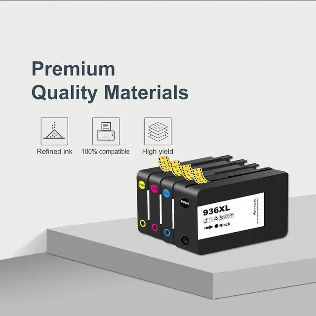 Alt view image 4 of 7 - 936e 936xl Ink Replacement for hp 936 Ink cartridges Combo Pack 936 XL 936 e Compatible with OfficeJet Pro 9120e 9125e 9122e 9128e 9110b 9120b 9130b 9130e 9135e 9730e Printers (BK C M Y