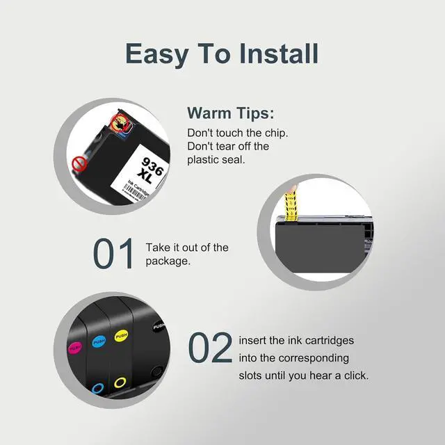 Alt view image 7 of 7 - 936e 936xl Ink Replacement for hp 936 Ink cartridges Combo Pack 936 XL 936 e Compatible with OfficeJet Pro 9120e 9125e 9122e 9128e 9110b 9120b 9130b 9130e 9135e 9730e Printers (BK C M Y