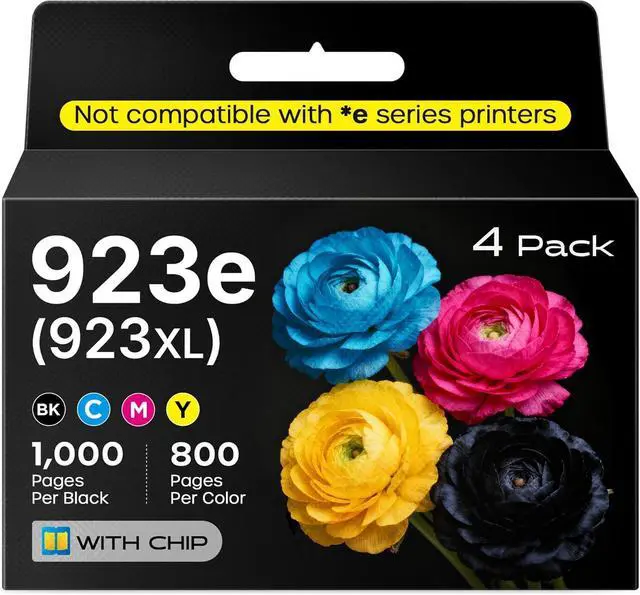 Main image of 923e 923XL Ink Cartridges Combo Pack Compatible with HP 923 923e Ink Cartridges (with Chip) Replacement for HP OfficeJet Pro 8120 8123 8130 8133 Printers (BK/C/M/Y)