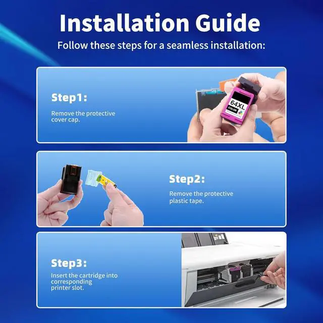 Alt view image 6 of 7 - 64XL Ink Cartridge Combo Pack Compatible Replacement for HP64XL HP64 64 XL Works with Envy Photo 6220 6222 6230 6232 6234 6252 6255 (3 Pack, Black Tri-Color)