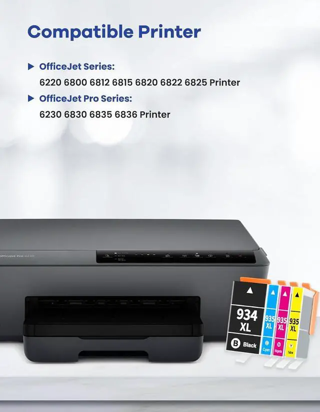 Alt view image 2 of 6 - 934 and 935 Ink Cartridges Combo Pack High-Yield Replacement for HP 934XL 935XL 934 935 XL Ink Cartridges for Officejet Pro 6230 6830 6835 Officejet 6800 6812 6815 6820 Printer Ink 4-Pack (BK/C/M/Y)