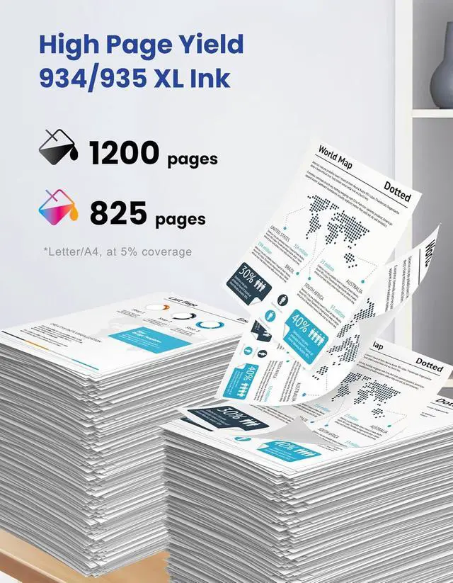 Alt view image 3 of 6 - 934 and 935 Ink Cartridges Combo Pack High-Yield Replacement for HP 934XL 935XL 934 935 XL Ink Cartridges for Officejet Pro 6230 6830 6835 Officejet 6800 6812 6815 6820 Printer Ink 4-Pack (BK/C/M/Y)
