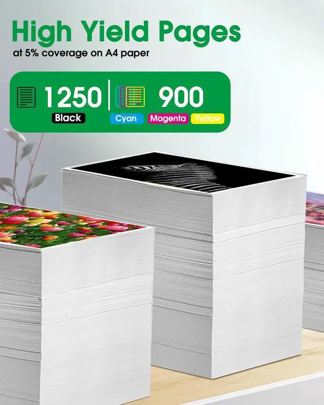 Alt view image 2 of 6 - 936 Ink Cartridge Combo Pack with Chip High Yield - Replacement for HP Ink 936 936e 936XL - Use for OfficeJet 9120e 9122e 9125e 9128e 9110b 9130b 9135e 9730e Printer - 4 Pack Black Cyan Magenta Yellow