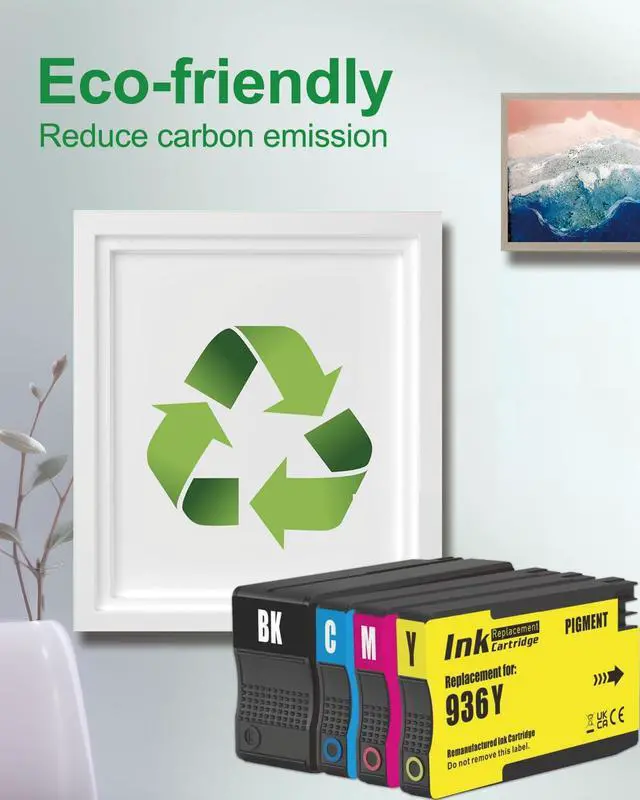 Alt view image 6 of 6 - 936 Ink Cartridge Combo Pack with Chip High Yield - Replacement for HP Ink 936 936e 936XL - Use for OfficeJet 9120e 9122e 9125e 9128e 9110b 9130b 9135e 9730e Printer - 4 Pack Black Cyan Magenta Yellow