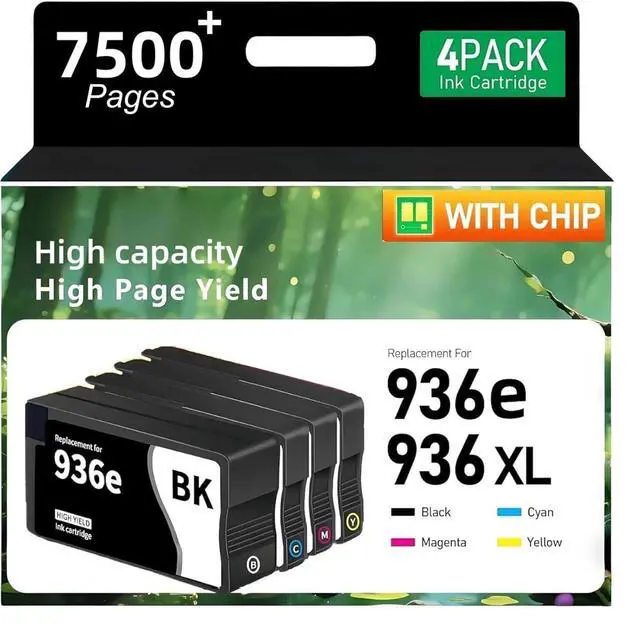 Main image of 936e 936XL Ink Cartridges Combo Pack Replacement for HP 936 Ink Cartridges Work with OfficeJet 9122e ,9120; OfficeJet Pro 9110b, 9125e, 9128e, 9130b, 9135e; OfficeJet Pro Wide Format 9730e (4 Color)