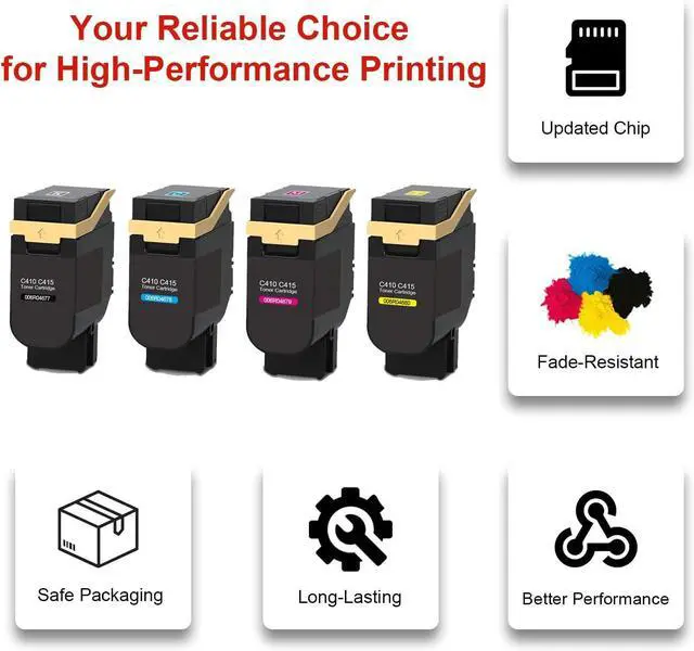 Alt view image 3 of 6 - C410 C415 Standard Yield Toner Cartridge Work for VersaLink C410 C415 C410DN C415DN Printer,Black,Cyan,Magenta,Yellow,4-Pack