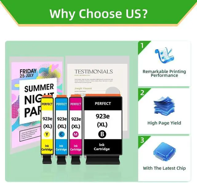 Alt view image 5 of 7 - 923xl Ink Cartridges Replacement for HP Ink 923e 923XL Ink Cartridge Compatible with OfficeJet Pro 8120/8122e/8125e/8130/8135e/8138e/8139e Printers. (4Pack)