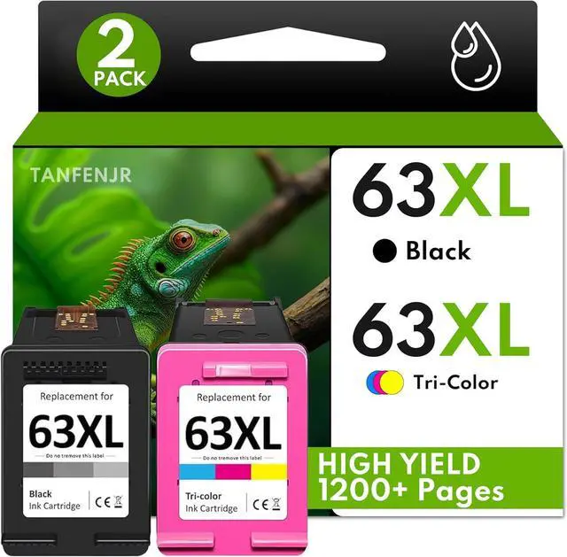 Main image of 63 XL High Yield Ink Cartridges 2-Pack(Black/Tri-Color) Replacement for HP DeskJet 1112 2130 3630 Envy 4510 4520 OfficeJet 3830 4650 Series