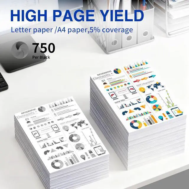 Alt view image 3 of 7 - 62XL Ink Cartridge Combo Pack Compatible Replacement for HP62XL HP62 62 XL Works with OfficeJet 200 200c 250 250c 258 5740 5741 (2 Pack, Black)