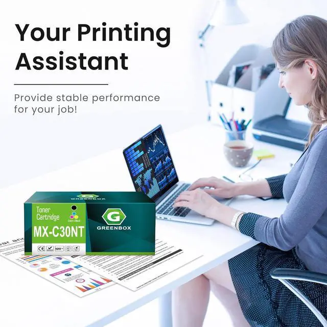 Alt view image 4 of 6 - GREENBOX Compatible High Yield MX-C30NT Toner Cartridge Replacement for Sharp MX-C30NT MX-C30NT-B MX-C30NT-C MX-C30NT-M MX-C30NT-Y Toner for MX-C250 C300P C300W C301W C303W Printer (4 Pack)