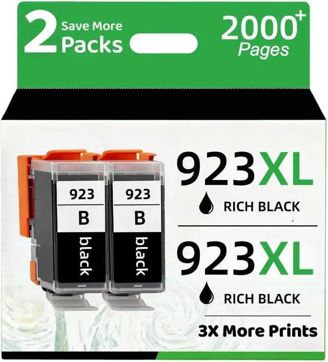 Main image of 923xl Black Ink Cartridges with Chip Replacement for HP Ink 923 XL 923e Black Ink cartridges for OfficeJet 8120e 8122e 8124e Pro 8135e 8138e 8139e 8130e 8132e (2 Black)