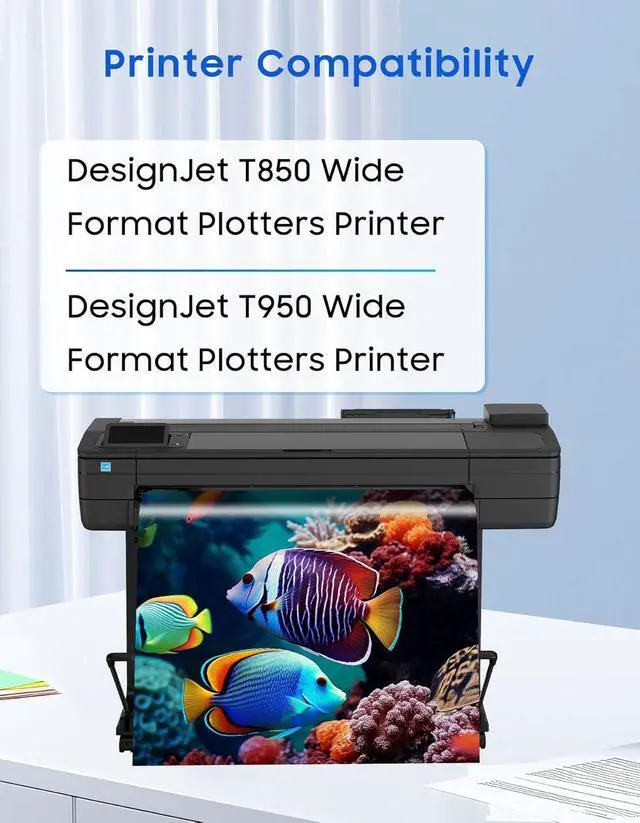 Alt view image 2 of 7 - 738 Ink Cartridges 300ml Replacement for HP 738 Ink for DesignJet T950 T850 Large Format Plotter Printer Ink 498N8A 676M6A F9J77A 676M8A, 4-Pack DesignJet 738 Ink Cartridges Black Cyan Magenta Yellow