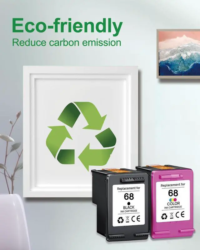 Alt view image 6 of 6 - 68 Ink Cartridges Combo 2-Pack Black Tri-Color Replacement for HP 68 68e Ink Compatible with HP Envy 6152e 6155e 6552e 6555e 6558e Printer 6100e 6500e All-in-One Inkjet Copy 6L6S2TN