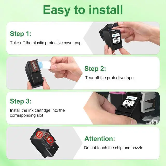 Alt view image 7 of 7 - 61XL Ink Cartridge Replacement for HP 61 XL Black Color Combo Pack for HP61 HP61XL Works with Envy 4500 5530 4501 4502 1000 1010 1050 1510 2050 2510 2540 2620 4630 Printer(6 Black, 4 Tri-color)