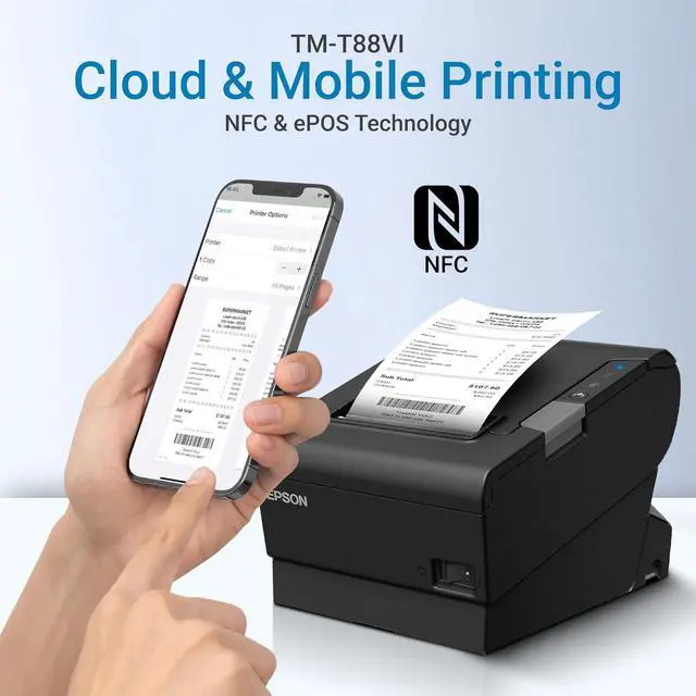 Alt view image 2 of 7 - TM-T88VI Professional POS Receipt Printer - Commercial Thermal Printer, Ethernet Network, USB Serial, 350mm/s, Auto Cut, Restaurant/Retail Black (C31CE94061 for Epson)