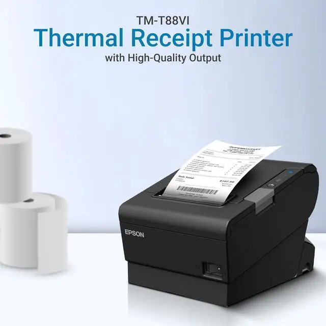 Alt view image 4 of 7 - TM-T88VI Professional POS Receipt Printer - Commercial Thermal Printer, Ethernet Network, USB Serial, 350mm/s, Auto Cut, Restaurant/Retail Black (C31CE94061 for Epson)