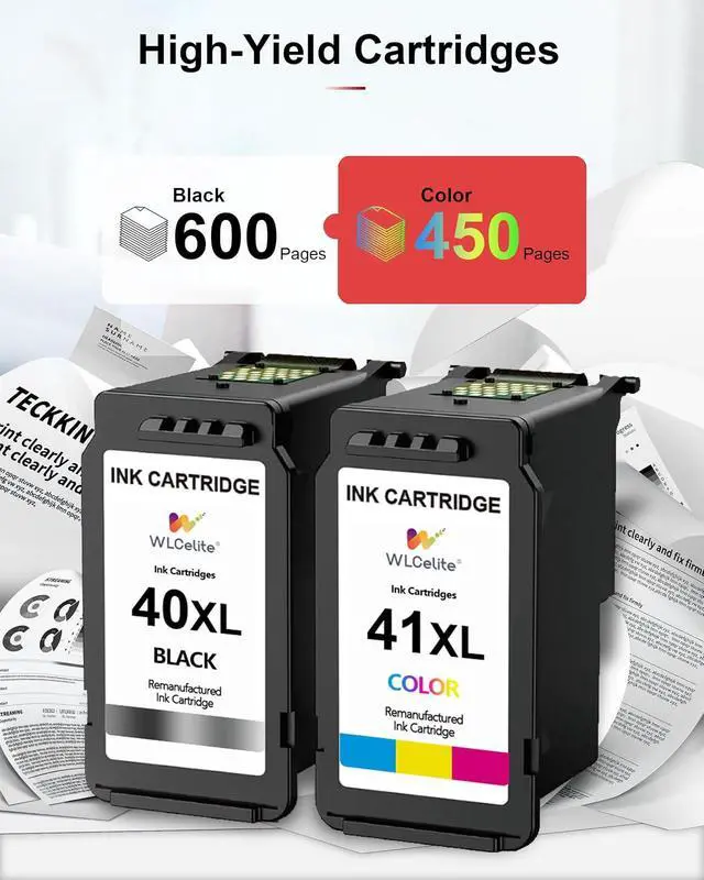 Alt view image 3 of 7 - PG-40 CL-41 Ink Cartridges High Yield Replacement for Canon 40 41 Ink MX310 MP140 MP170 MP180 MP190 MP210 iP1600 iP2600 FAX-JX200 Printer (Black, Tri-Color, 2 Pack)