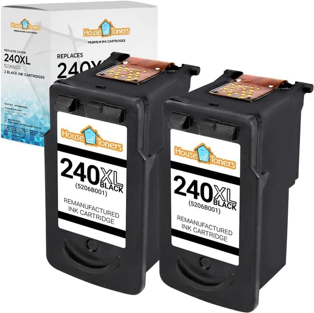 Main image of Houseoftoners Remanufactured 2-Pack for Canon PG-240XL Black Ink Cartridges High Yield Replacement for Canon PG240XL PIXMA MG2120 MG3220 MG3222 MG3520 MG3620 MX432 MX452 (2-Black)